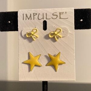 Impulse Kids Yellow Star and Bow Earrings